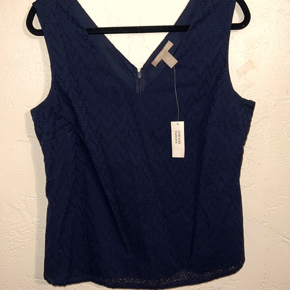 Banana Republic Navy Eyelet Tank Top Size 14